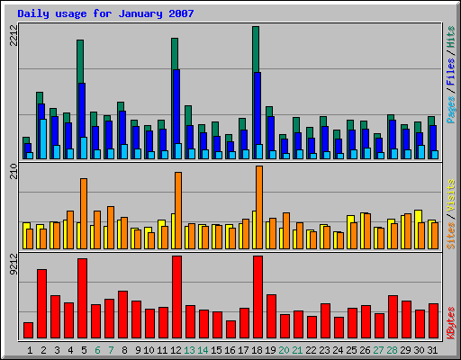 Daily usage for January 2007