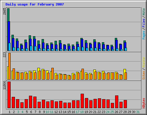 Daily usage for February 2007