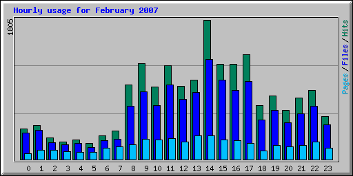 Hourly usage for February 2007