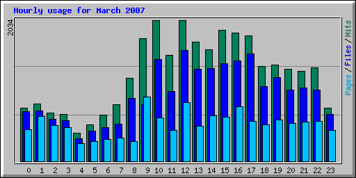 Hourly usage for March 2007