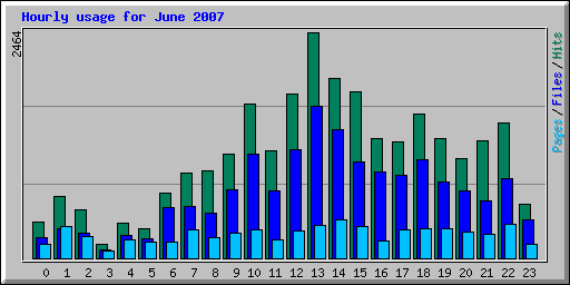 Hourly usage for June 2007