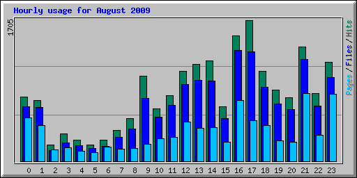 Hourly usage for August 2009